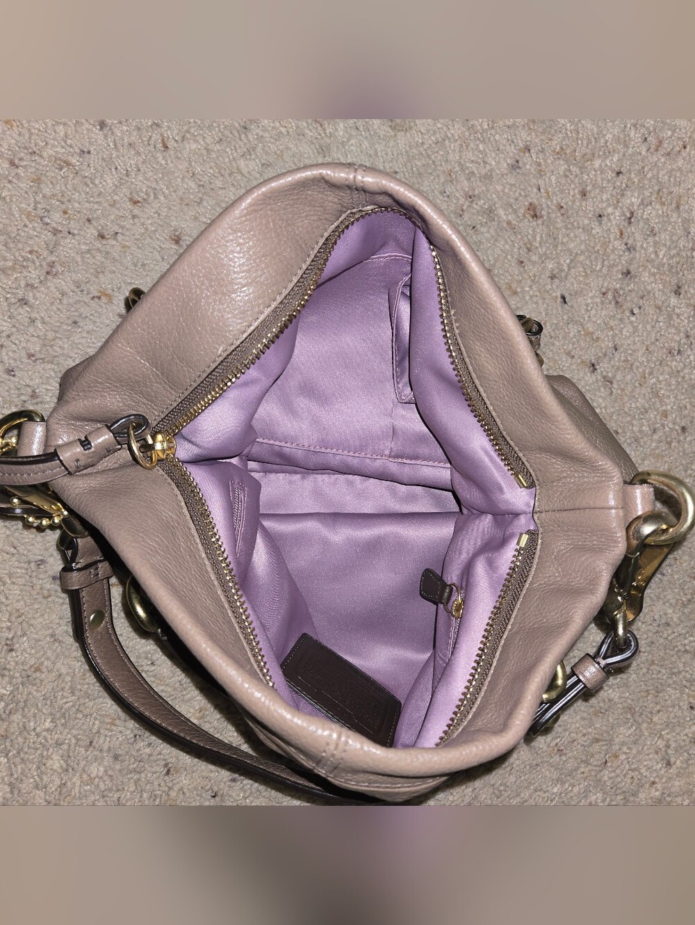 Coach Brooke Taupe Hobo Leather Handbag Purse Bag - Picture 5 of 8